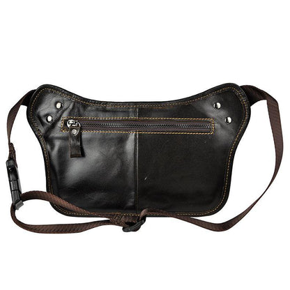 Brown Leather Fanny Pack Men's Black Chest Bag Hip Bag Vintage Waist Bag For Men