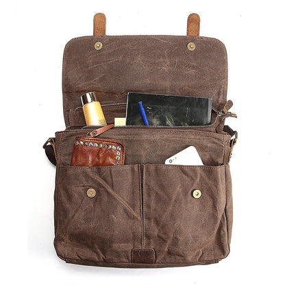 Casual Waxed Canvas Leather Men's Side Bag Shoulder Bag Messenger Bag For Men