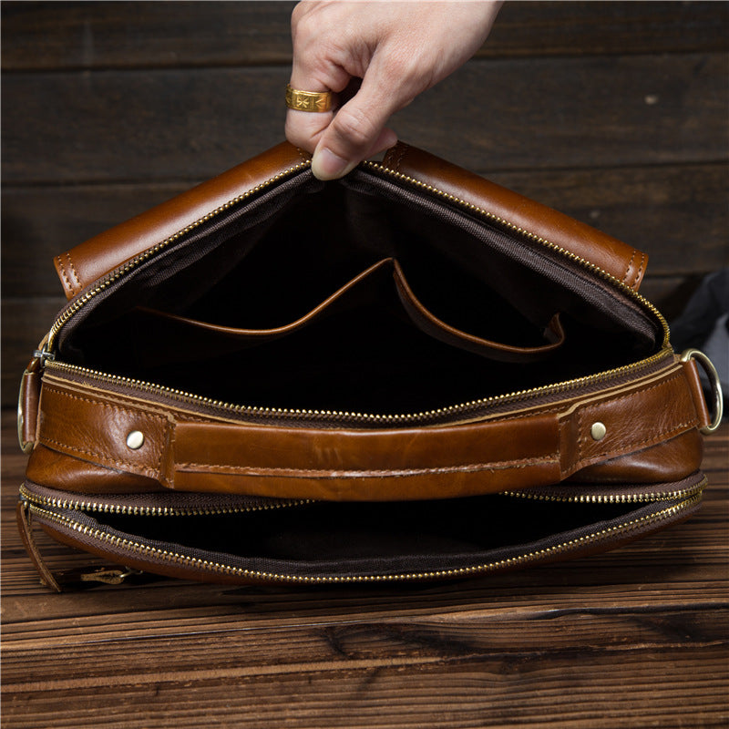 Cool Leather Small Side Bag Handbag Work Bag Business Bag Shoulder Bags For Men