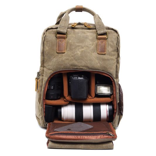 Canvas Camera Backpacks Large Mens Canon Nikon Waterproof 15'' Camera Bags DSLR Camera Bag For Men