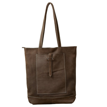 Leather Mens Womens 16' Brown Large Shoulder Bag Tote Bag Large Side Bag For Men