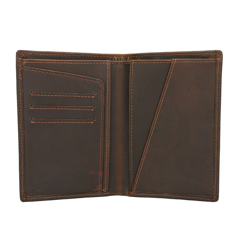 Slim Leather RFID Vertical Travel Wallet for Men Bifold Wallet Passport Wallet Travel Wallet