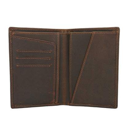 Slim Leather RFID Vertical Travel Wallet for Men Bifold Wallet Passport Wallet Travel Wallet