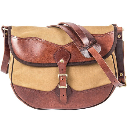 Mens Khaki Canvas Leather Saddle Side Bag Saddle Messenger Bag For Men