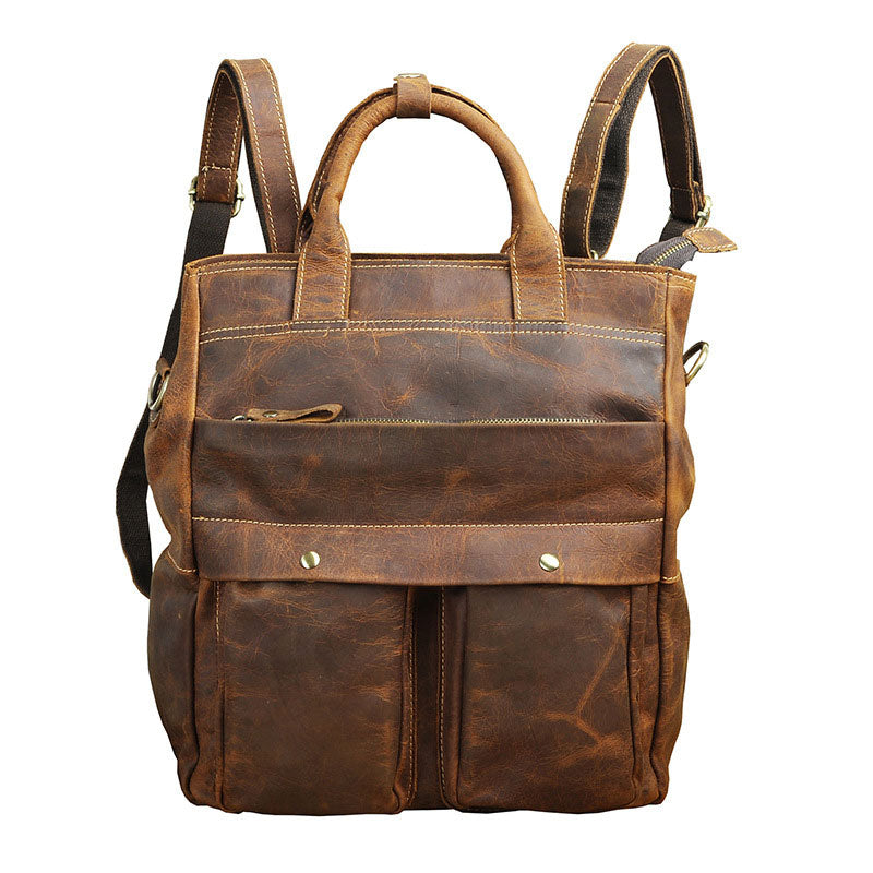 Cool Leather Vintage Brown Handbag Mens Backpacks Travel Backpack School Backpack for Men