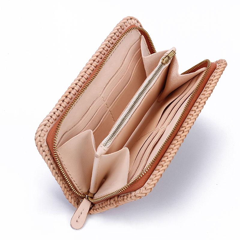 Handmade Leather Mens Clutch Wallet Cool Carp Tooled Wallet Long Zipper Wallets for Men