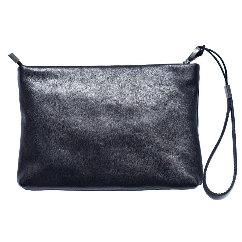 Genuine Leather Mens Clutch Cool Slim Wallet Zipper Clutch Wristlet Bag Wallet for Men Women