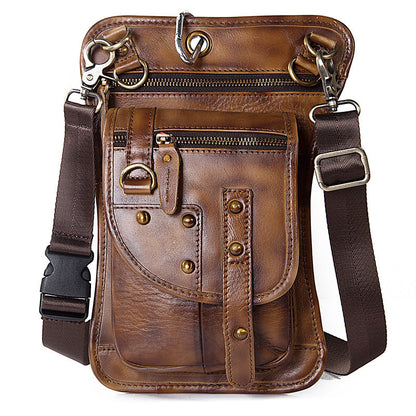 Cool Leather Brown Men's Biker Drop Leg Bag Belt Pouch Black Waist Bag Side Bag For Men