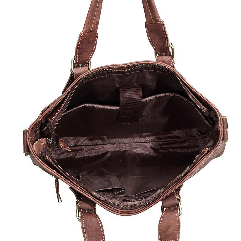 Brown Cool Leather 14 inches Light Brown Briefcase Messenger Bag Handbag Shoulder Bag For Men