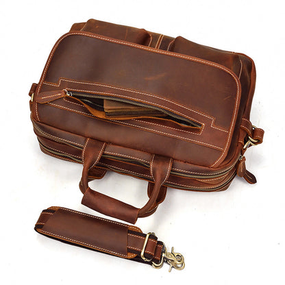 Vintage Leather Briefcase Handbag 14inch Laptop Bag Business Bag Shoulder Bags For Men