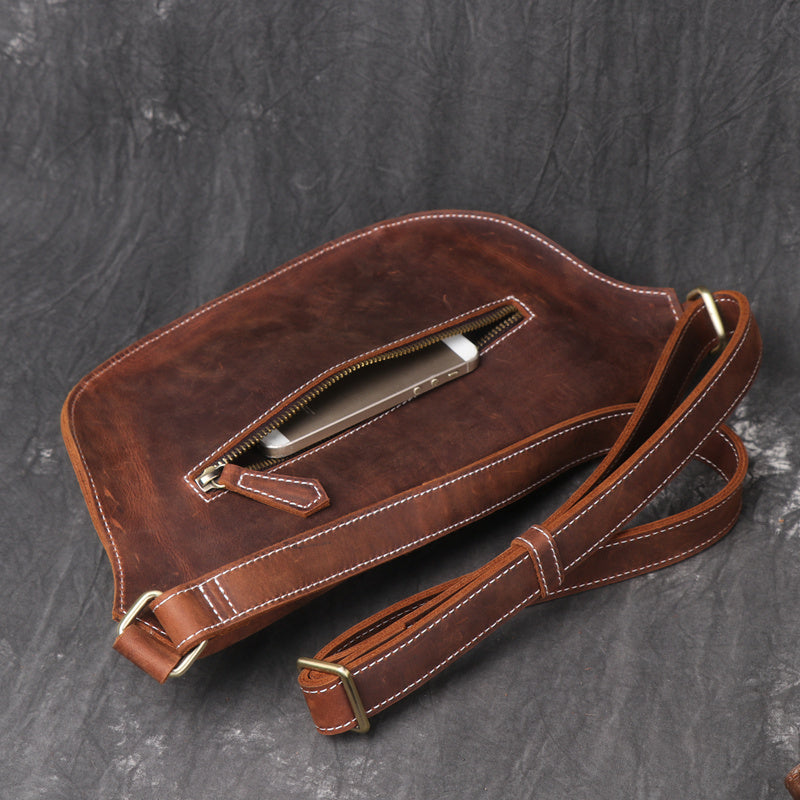 Vintage Brown Leather Men's Fanny Pack Hip Pack Waist Bag For Men