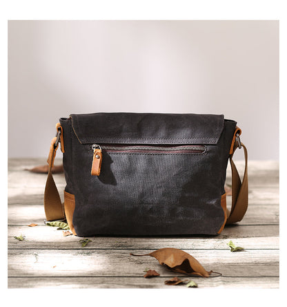 Waxed Canvas Mens Waterproof Side Bag, Courier Bag, Messenger Bag for Men