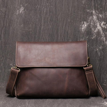 Slim Black Courier Bag Leather Mens Ipad Side Bag Portfolio Folder Messenger Bag for Men