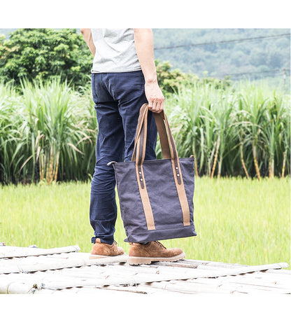 Casual Canvas Mens Womens Large 14¡®¡¯ Khaki Handbag Tote Bag Brown Shoulder Bag Tote Purse For Men