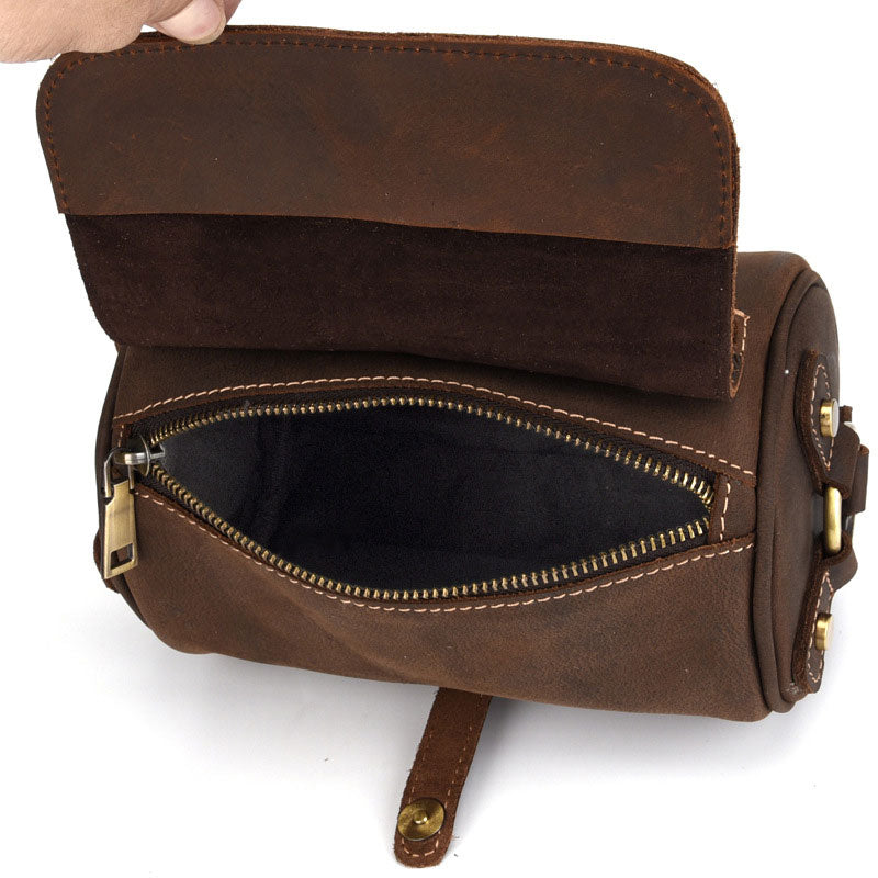 Cool Fashion Leather Mens Small Barrel Shoulder Bag Side Bag Messenger Bag For Men