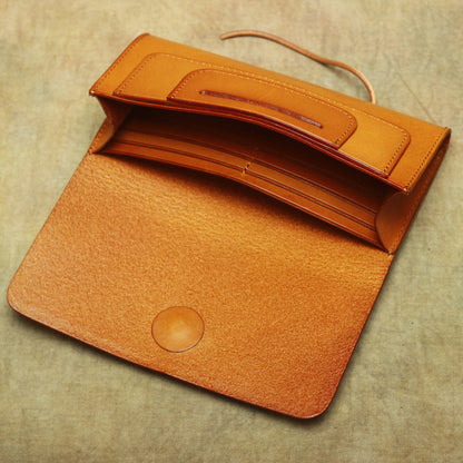 Cool Handmade Leather Men's Envelope Long Wallet Vintage Long Wallet For Men