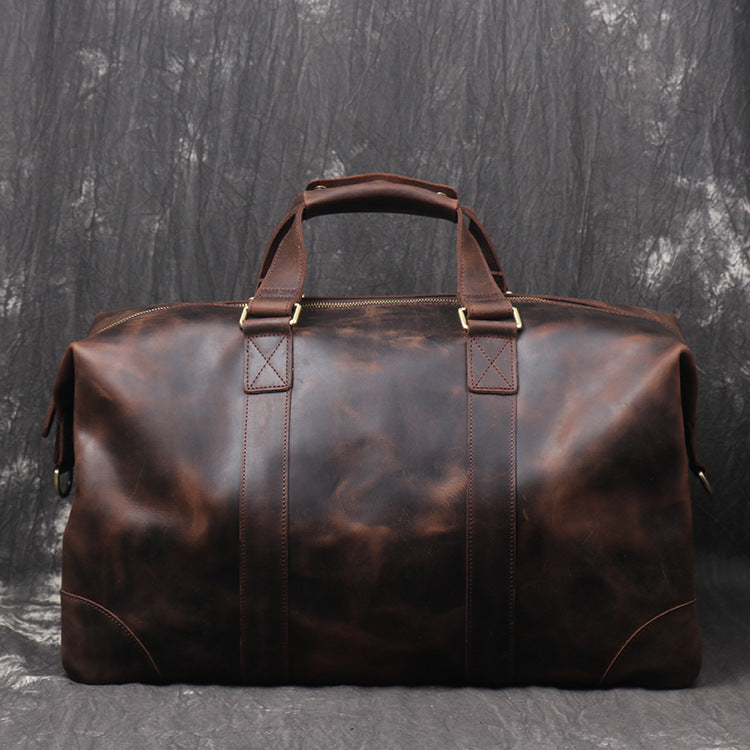 Vintage Large Leather Men's Travel Bag Overnight Bag Weekender Bag For Men