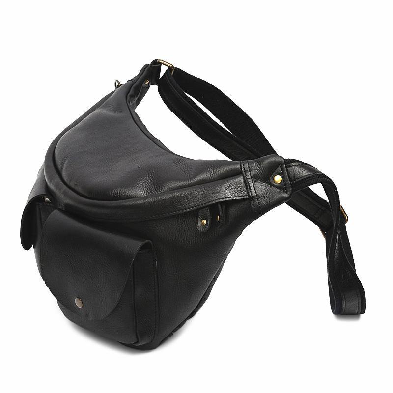 Black Leather Mens Fanny Pack Hip Packs Sling Bag Waist Bags for Men