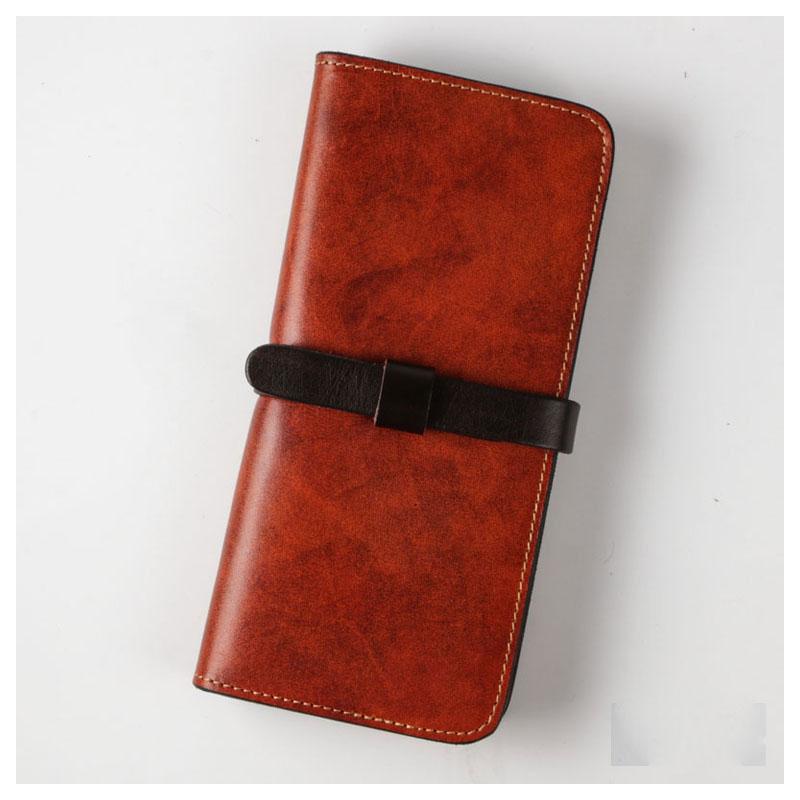 Handmade Leather Mens Clutch Wallet Cool Leather Wallet Long Phone Wallets for Men