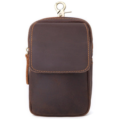 Cool Brown Leather Men's Cell Phone Holster Brown Belt Bag Belt Pouch For Men