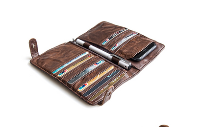 Genuine Leather Mens Cool Short Leather Wallet Men Cards Wallets Bifold for Men