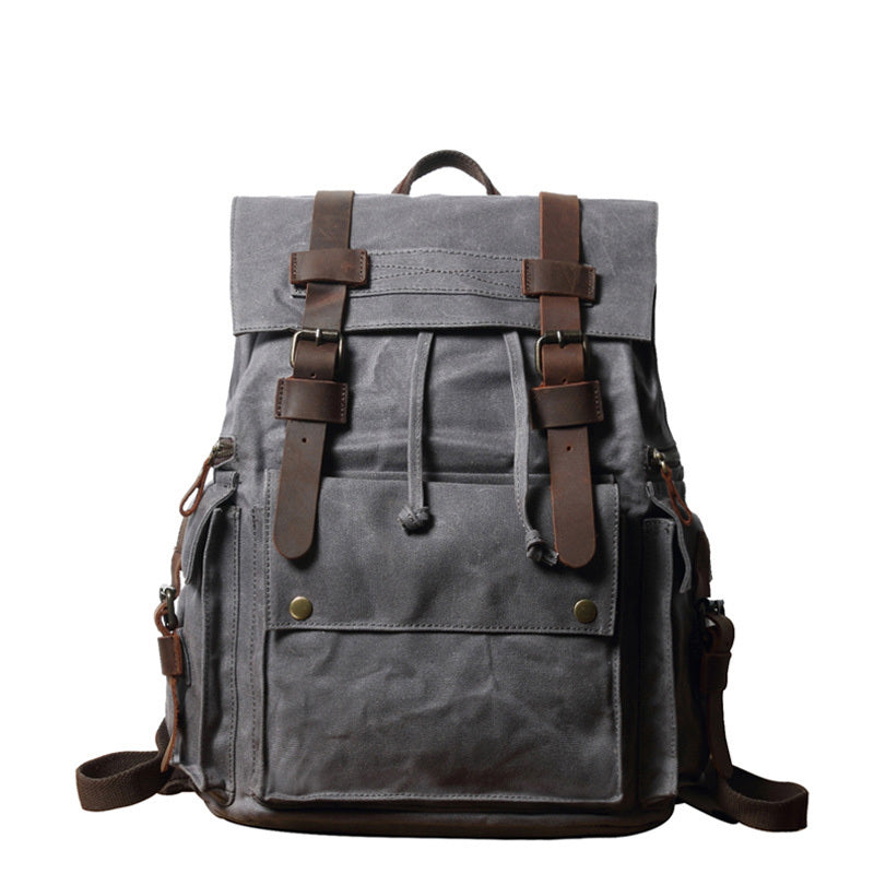 Cool Canvas Mens Vintage Large Black Backpack Computer Khaki Backpack Travel Backpack Hiking Backpackfor Men