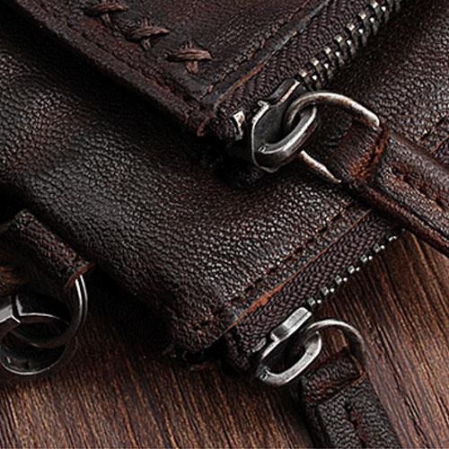 Handmade Mens Cool Long Leather Chain Wallet Cards Biker Trucker Wristlet Wallet