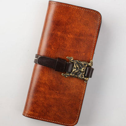 Handmade Leather Mens Clutch Wallet Cool Leather Wallet Long Phone Wallets for Men