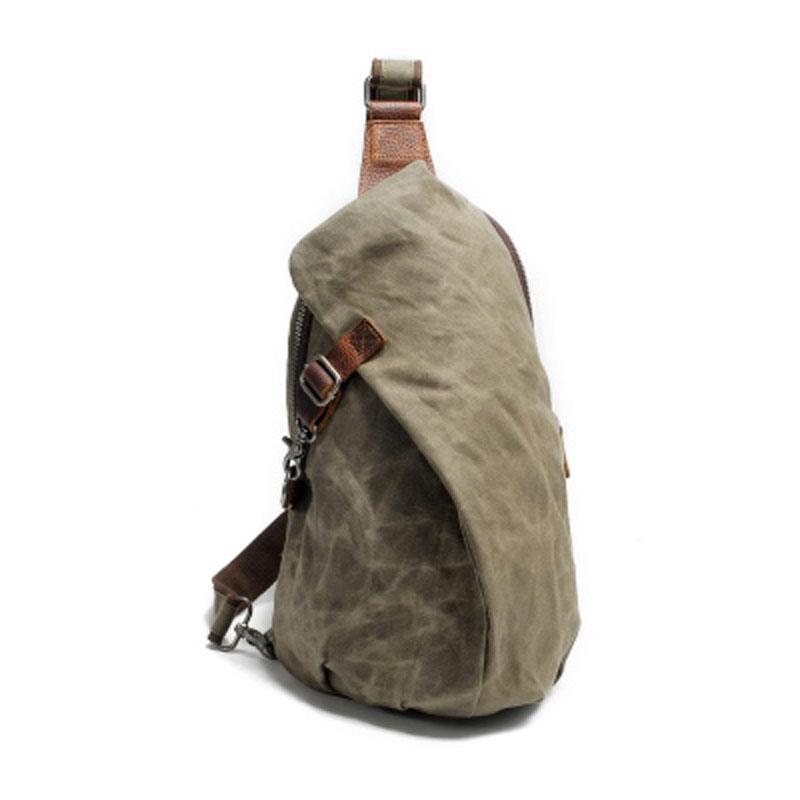 Cool Waxed Canvas Mens One Shoulder Pack Sling Bag Chest Bag for men