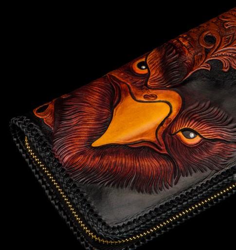 Handmade Leather Men Tooled Eagle Cool Leather Wallet Long Phone Clutch Wallets for Men