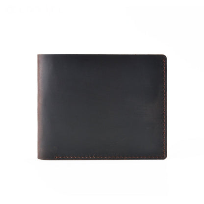 Vintage Brown Leather Men's Small Bifold Wallet Black Slim billfold Wallet For Men