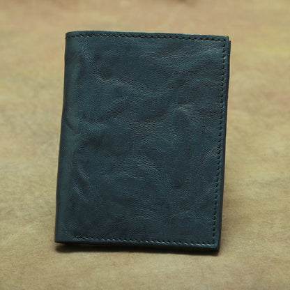 Vintage Brown Leather Men's Bifold Small Wallet Black Slim Vertical billfold Wallet For Men