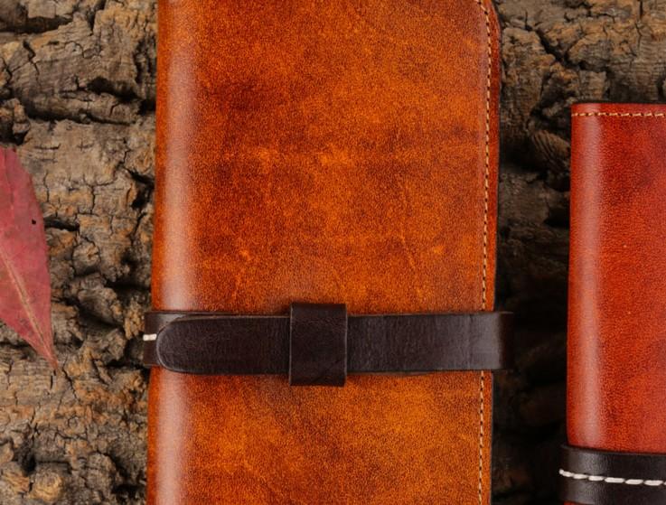 Handmade Leather Mens Clutch Wallet Cool Leather Wallet Long Phone Wallets for Men