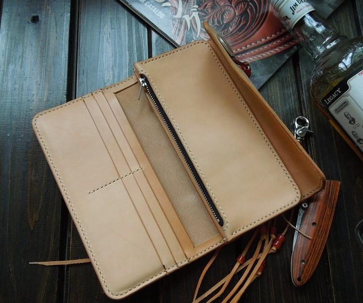 Handmade Leather Mens Clutch Wallet Cool Wallet Long Wallets for Men Women