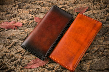 Handmade Leather Mens Clutch Wallet Cool Leather Wallet Long Phone Wallets for Men