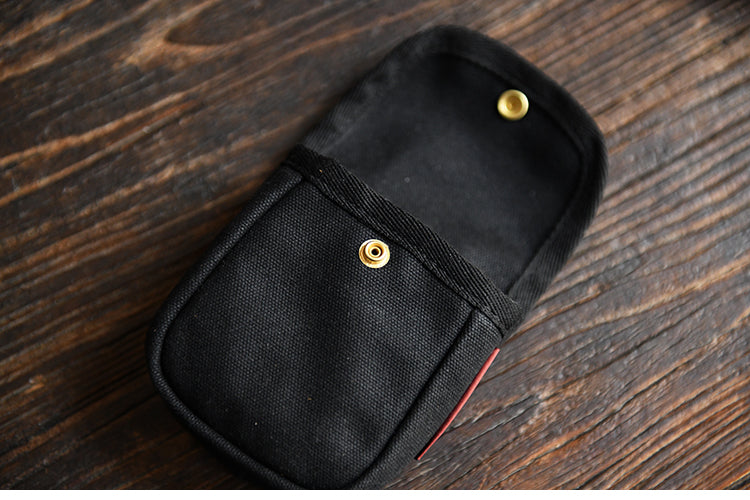 Black Canvas Mens Cigarette Case Pouch Waist Belt Pouch with Belt Loop for Men