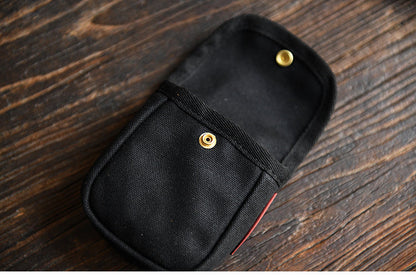 Black Canvas Mens Cigarette Case Pouch Waist Belt Pouch with Belt Loop for Men