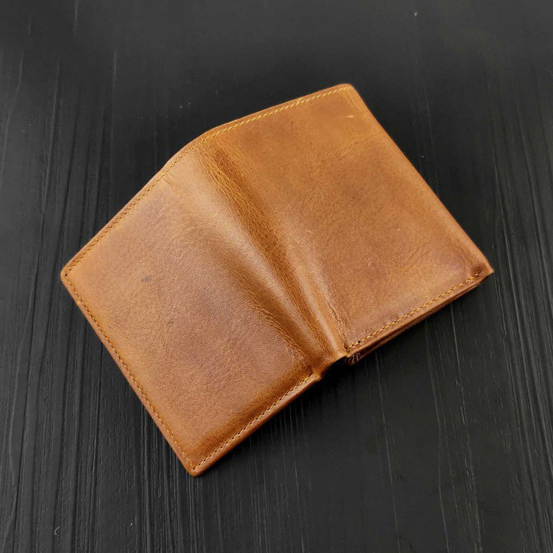 Mens Trifold Biker Wallet Brown Leather Chain Biker Wallet with Chain for Men