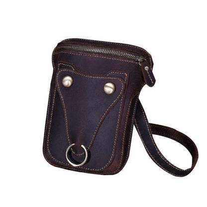 Black LEATHER MENS Belt Pouch Ox Mini Messenger Bag Belt Holster Waist Bag For Men