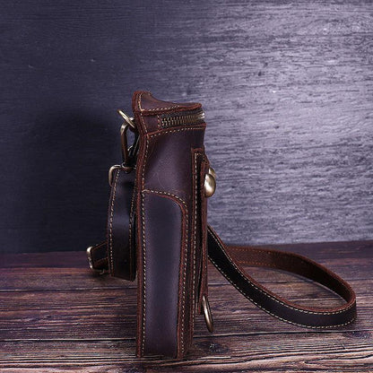 Black LEATHER MENS Belt Pouch Ox Mini Messenger Bag Belt Holster Waist Bag For Men