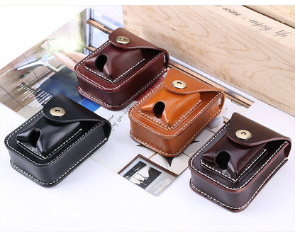 Leather Mens Cigarette Cases with Lighter Holder With Belt Loop Cigarette Holder For Men