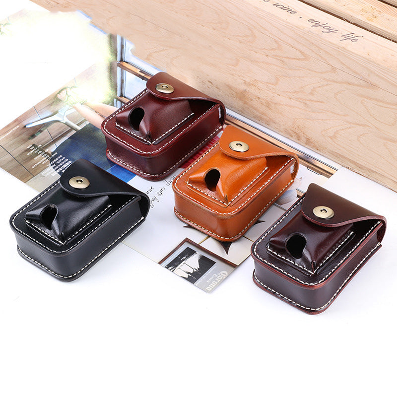 Leather Mens Cigarette Cases with Lighter Holder With Belt Loop Cigarette Holder For Men