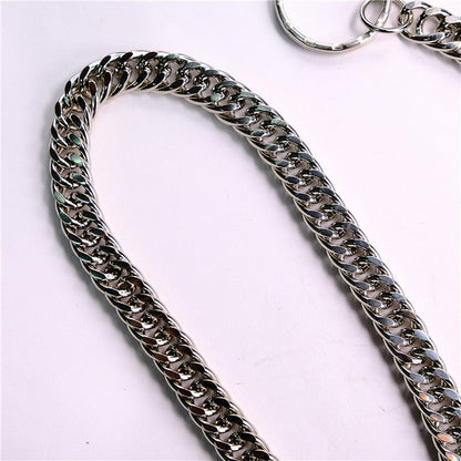 Badass Men's Silver Stainless Steel Wallet Chain Pants Chain Long Biker Wallet Chain For Men