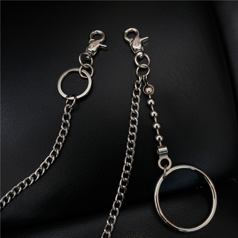 Fashion Womens Mens Silver Ring Simple Long Wallet Chain Pants Chain Biker Wallet Chain For Men