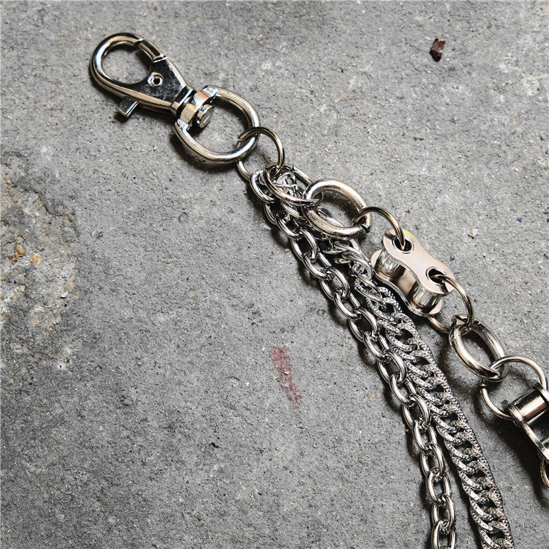 Badass Men's Silver Triple Pants Chain Bike Chain Long Punk Wallet Chain For Men