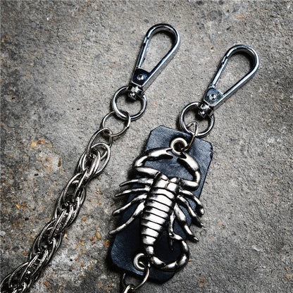 Badass Men's Silver Scorpion Long Pants Chain Punk Biker Wallet Chain For Men