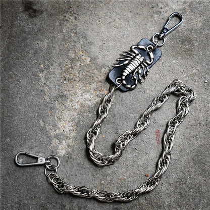 Badass Men's Silver Scorpion Long Pants Chain Punk Biker Wallet Chain For Men