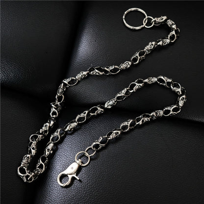 Badass Men's Silver Skull Long Punk Pants Chain Biker Wallet Chain For Men