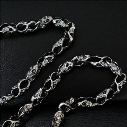 Badass Men's Silver Skull Long Punk Pants Chain Biker Wallet Chain For Men