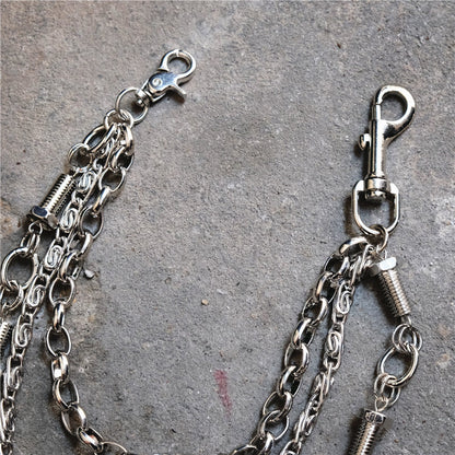 Badass Men's Silver Triple screw bolt Pants Chain Wallet Chain For Men